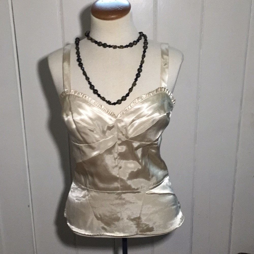 Satin cream ruffle top. Cami styleNWOT